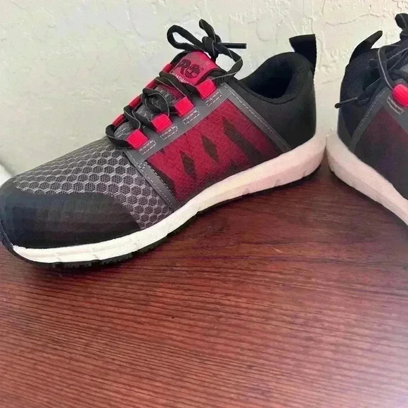 Timberland PRO Boots Composite Toe Women’s Size 7W Anti Fatigue Black And Red - Picture 5 of 10